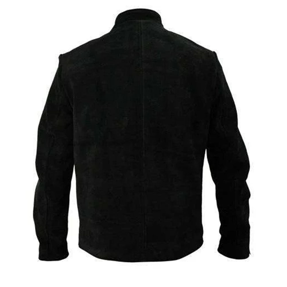 Men's Suede Leather Jacket, Zip Front | Black