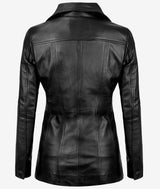 Women's 3/4 Length Genuine Leather Coat | Black