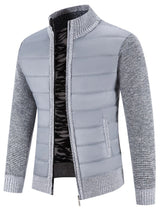 Men's Plus Size Quilted Knit Bomber Jacket with Stand Collar