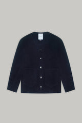 Fleming V-Neck Shacket - Navy Casentino Wool