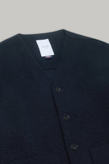 Fleming V-Neck Shacket - Navy Casentino Wool