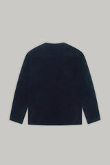 Fleming V-Neck Shacket - Navy Casentino Wool