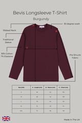 Bevis Long Sleeve Cotton T-shirt - Burgundy