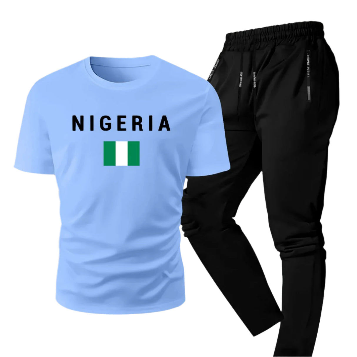 Men's Summer Casual Two-Piece Set, Men's Nigerian Print Short Sleeve T-Shirt with Comfortable Long Pants Fashion Outfit