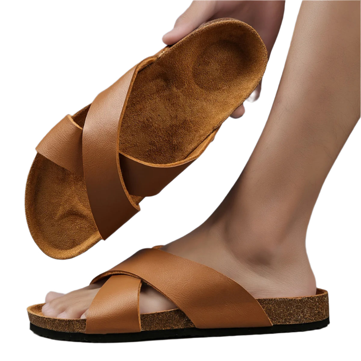 All Season Unisex Comfy Cork Slides Cross Strap Slides