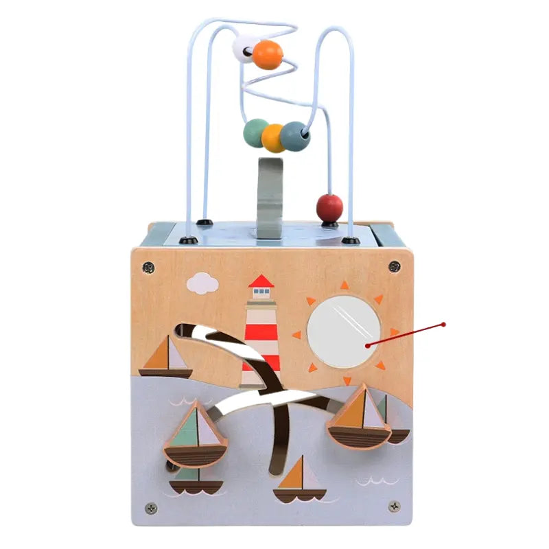Tiny Tides Activity Cube – 6-in-1 Wooden Montessori Toy