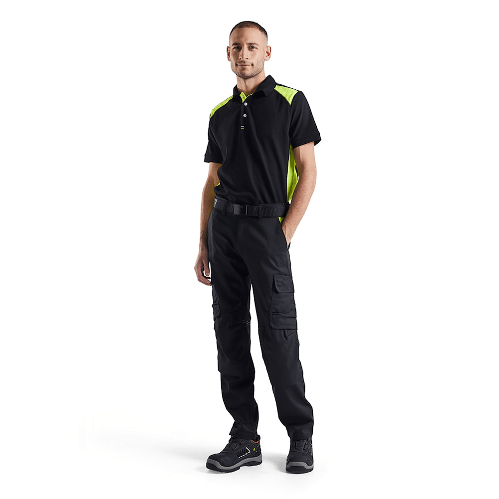 Blaklader 1448 Industry Stretch Kneepad Trousers Black/Hi-Vis Yellow