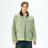 Men’s Contrast Color Washed Polo Collar Jacket