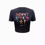 Women's All-match Letters Printed Solid Color Short Sleeve