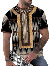 Men's Casual Crew Neck T-Shirt with Vibrant Geometric Print