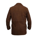 Men's Suede Leather Blazer Coat Multiple Pockets | Brown