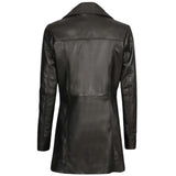 Women's Genuine Lambskin Leather Coat, 3/4 Length | Black