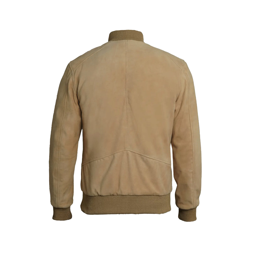 Men's Bomber Suede Leather Jacket | Camel Brown