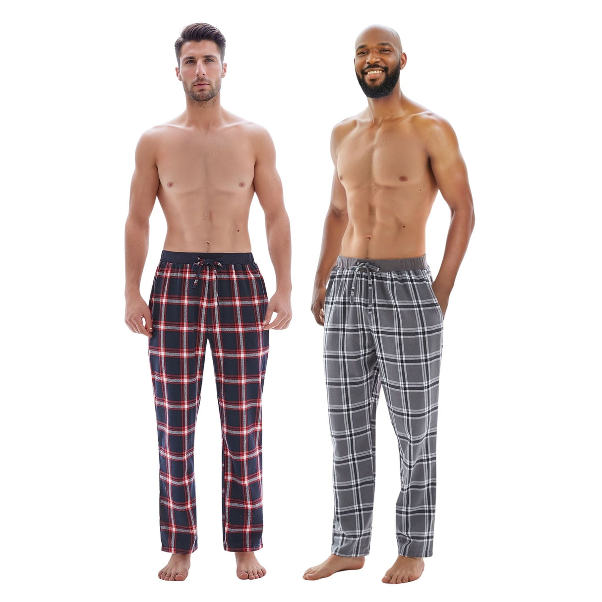 Men's Lightweight Cotton Flannel Pyjama Bottoms - Pack of 2
