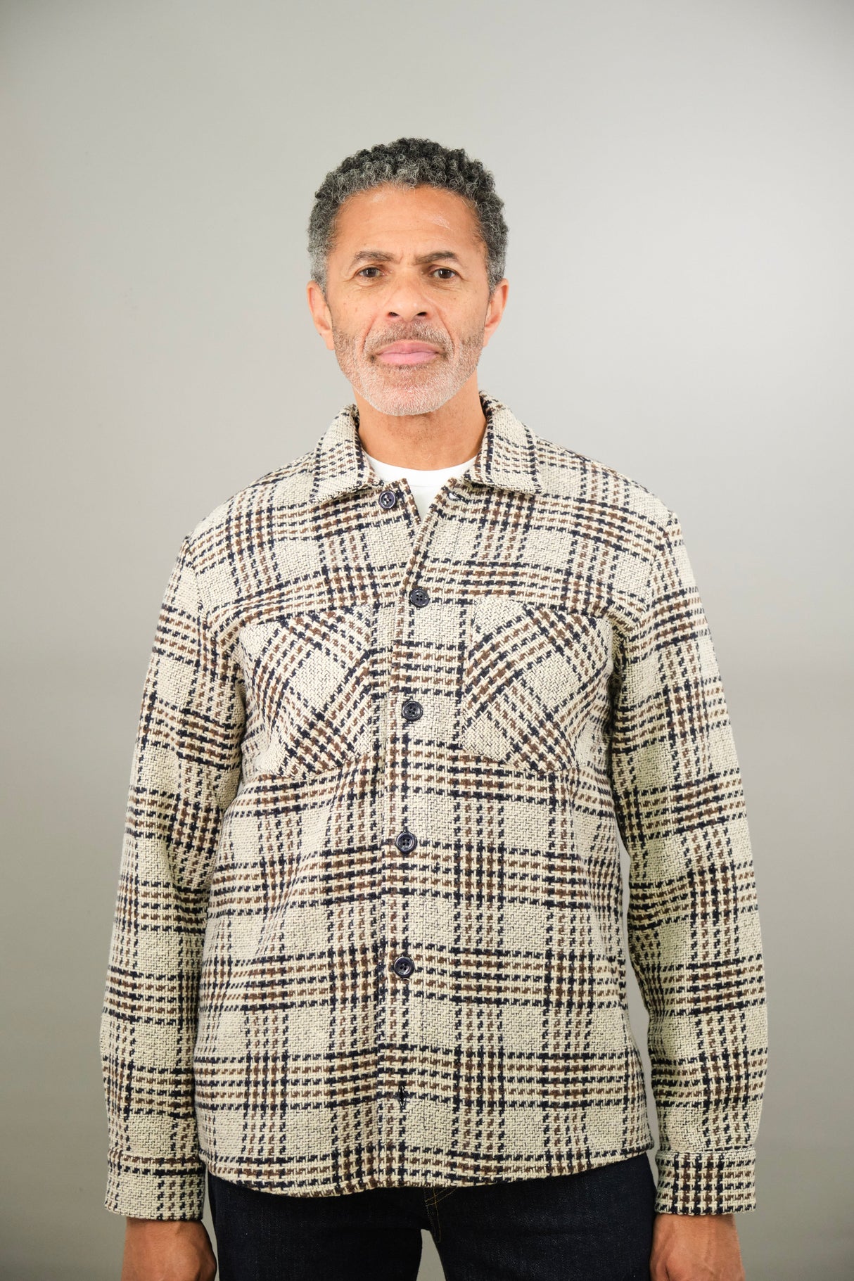 Bart Overshirt - Dogtooth Stone Brown Black