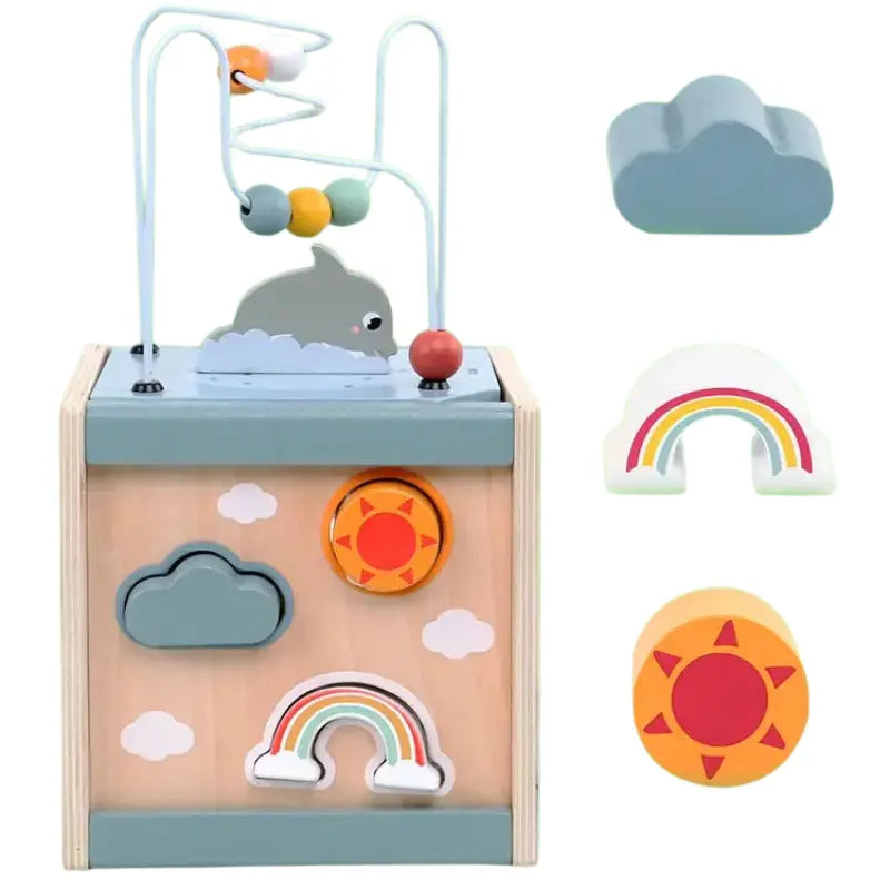Tiny Tides Activity Cube – 6-in-1 Wooden Montessori Toy