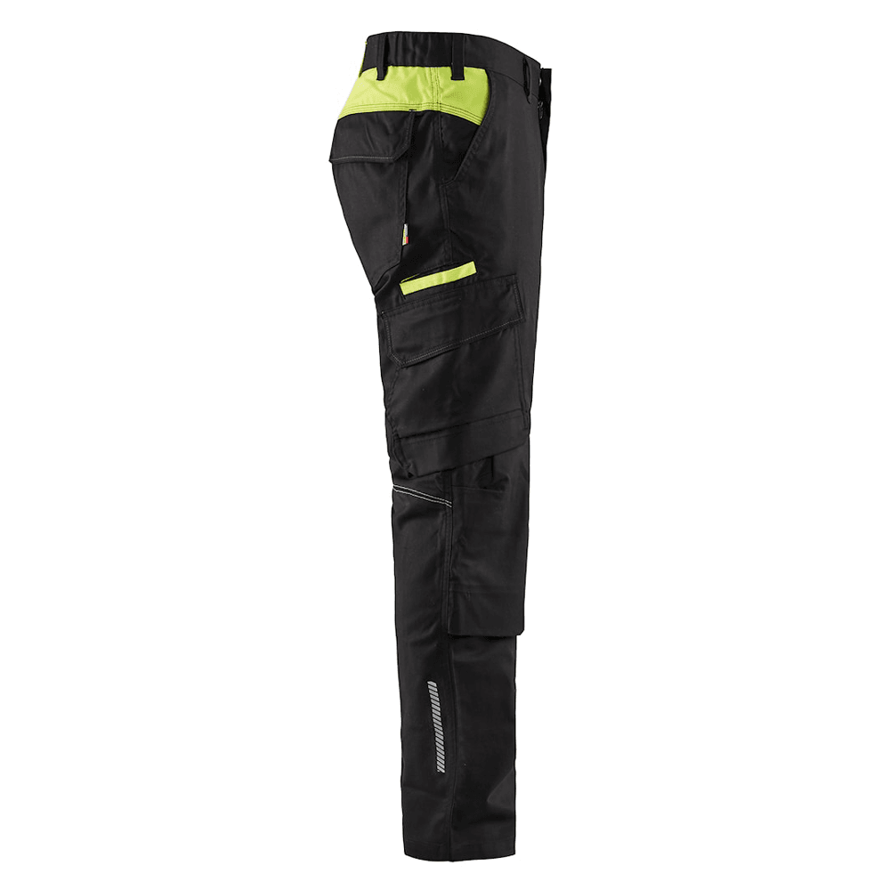 Blaklader 1448 Industry Stretch Kneepad Trousers Black/Hi-Vis Yellow