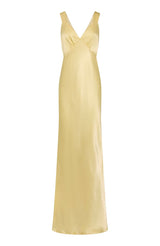 Amelia Dress in Lemonade Yellow Satin