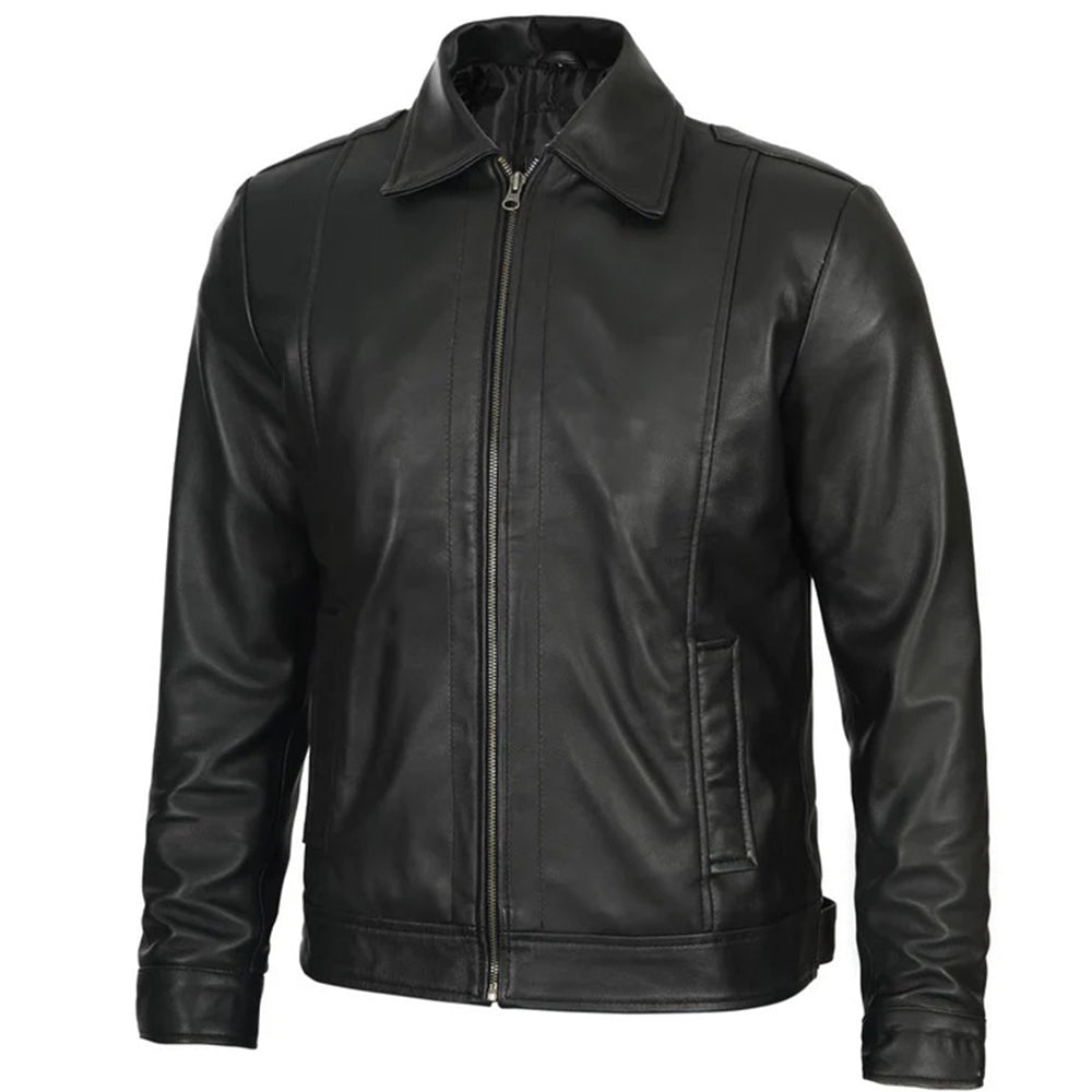 Men's Vintage Harrington Leather Jacket | Black