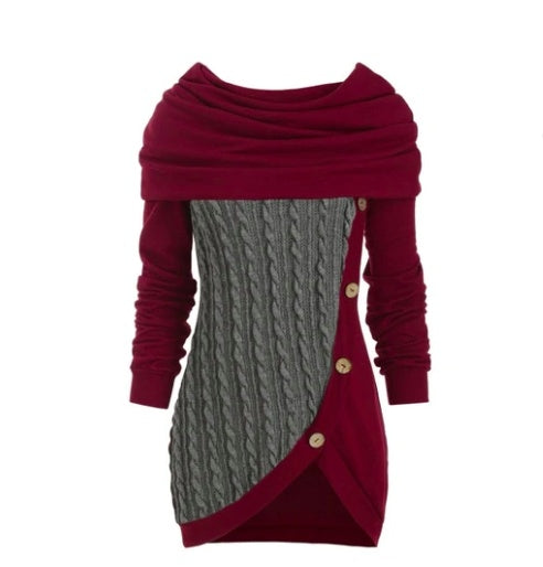 Pile pile collar hooded sweater