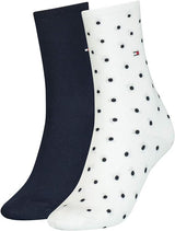Tommy Hilfiger 2 Pack Womens Crew Dot Socks White