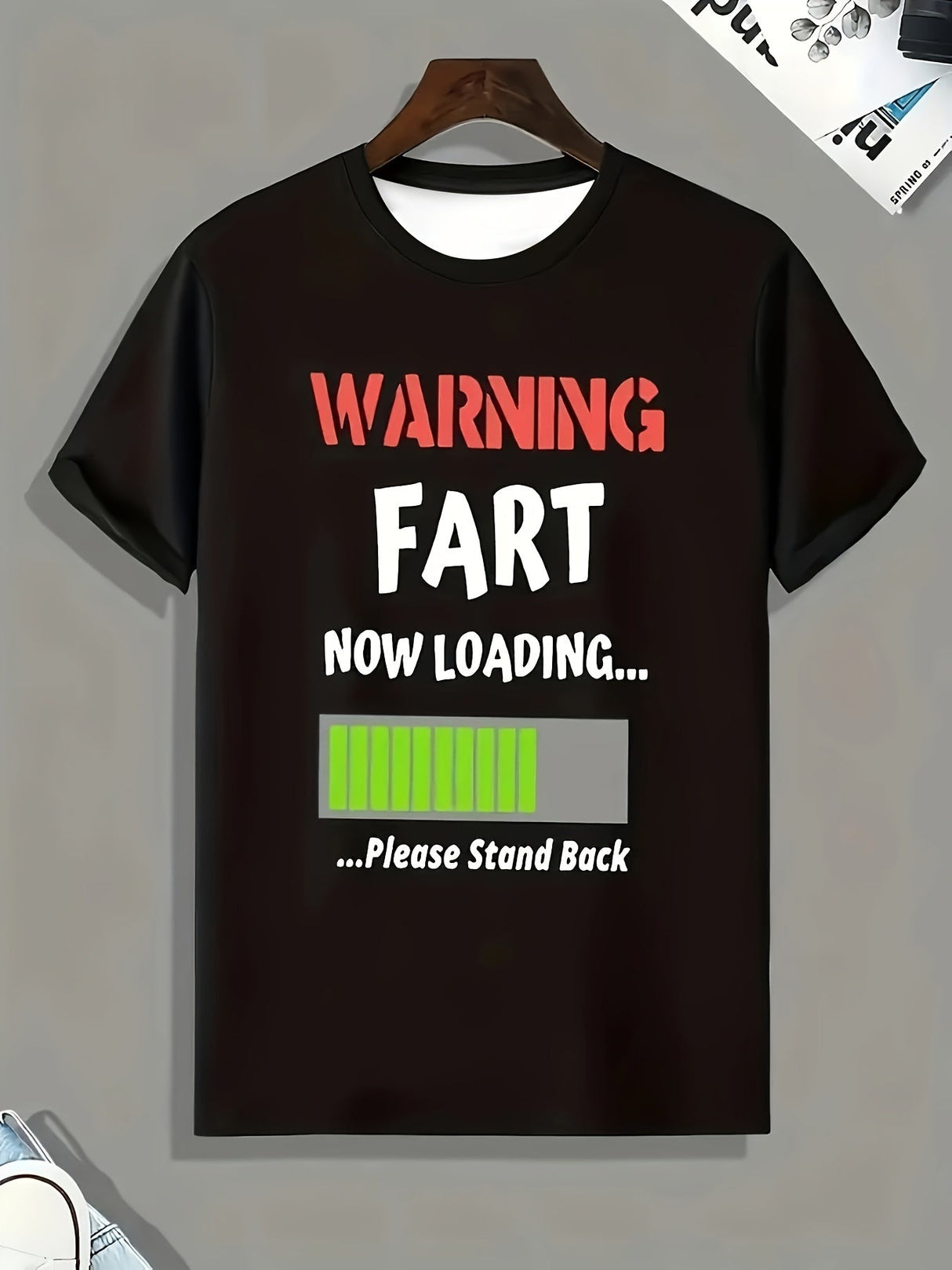 Moisture-Wicking Men's T-Shirt | Humorous "Loading" Letter Print - Casual and Comfortable | All-Season Crew Neck | Easy Care and Durable