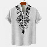 Men's Shirt Digital 3D Printing Linen Short Sleeve