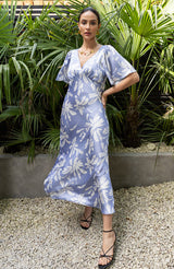 Ellis Dress in Blue Lily Print