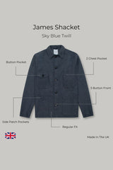 James Four Pocket Jacket - Sky Blue Twill