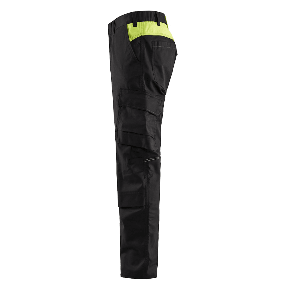 Blaklader 1448 Industry Stretch Kneepad Trousers Black/Hi-Vis Yellow