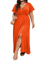 Plus Size Surplice Flutter Sleeve Dress