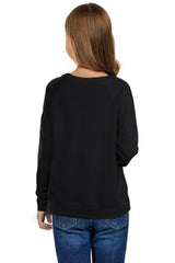 Black/Sky Blue/Green/Gray Raglan Sleeve Pullover Kids Sweatshirt