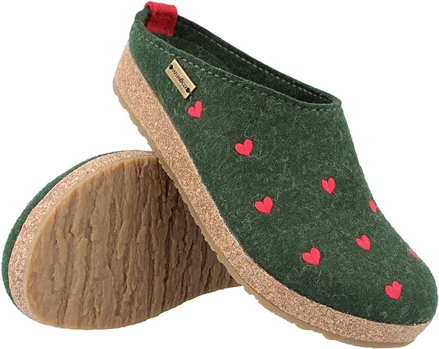 Haflinger CUORICINI Womens Felt Clogs Green