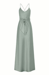 Brooklyn Dress in Sage Green Satin