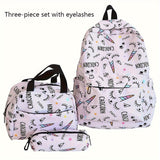 3pcs Casual Shoulder Backpack Set, New Fashionable Simple Large Capacity Lightweight Casual Backpack