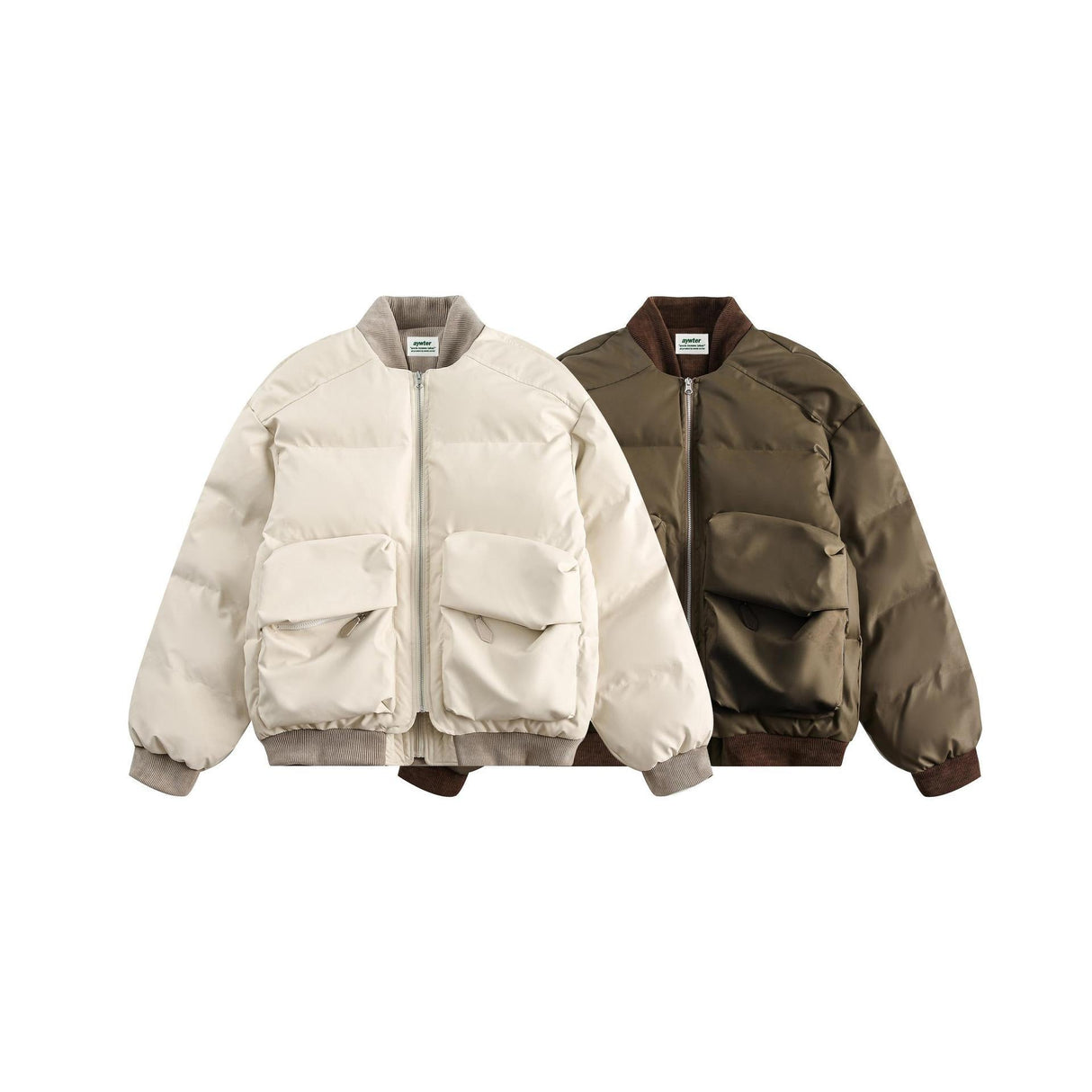 Unisex PU Stitching Cotton-Padded Jacket