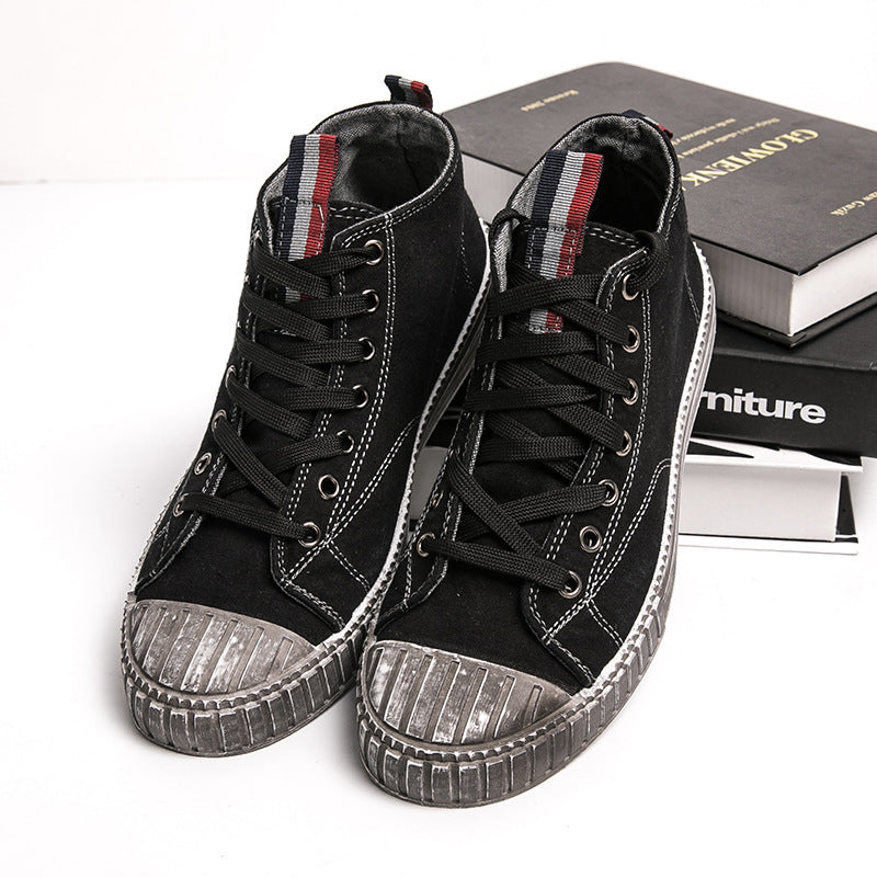 Black distressed casual shoes