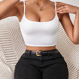 Versatile Summer Crop Top, Backless Spaghetti Strap Cami For Women