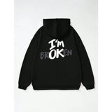 "I’m OK" Graphic Hoodie – European Size | Men’s Hip Hop Streetwear Pullover