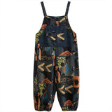 Abstract Print Denim Rompers