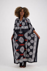 African Block Print Kaftan KAF-1046: Assorted / One Size Fits Most