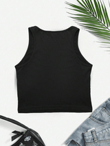 Women's Y2K Jamaica Graphic Print Crop Tank Top Black Sleeveless Stretchy Polyester Blend Casual Top