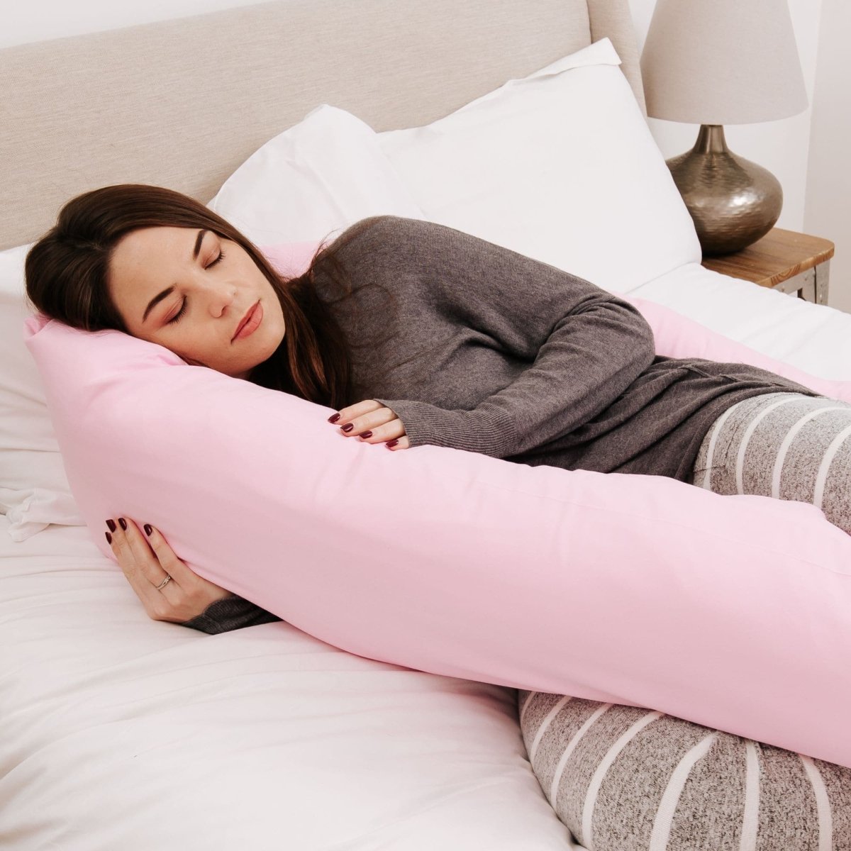 9 Ft Maternity Pillow And Case - Light Pink