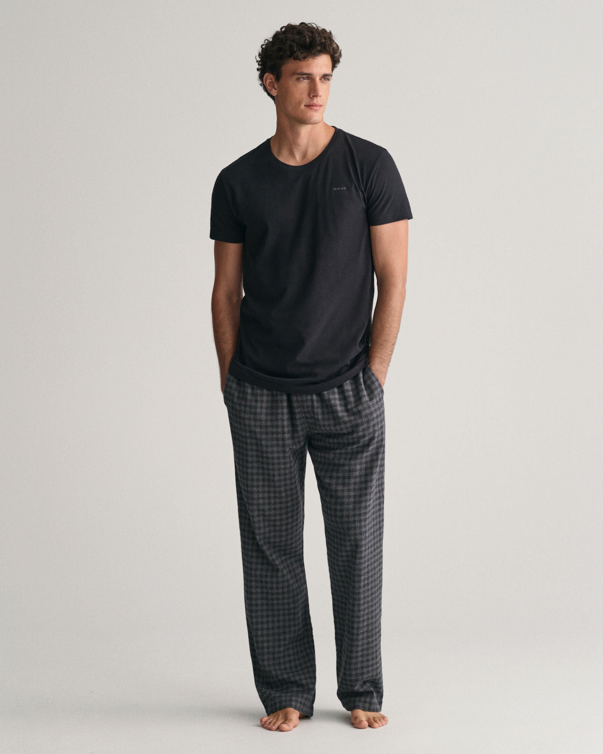 GANT Mens C-Neck T-Shirt 2-Pack Black/White