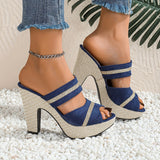 Elegant Bohemian Waterproof Slip-On with Ankle Strap, Open Toe Design High Heels
