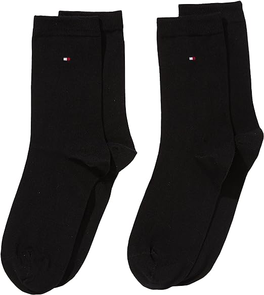 Tommy Hilfiger 2 Pack Womens Crew Socks Black