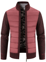 Men's Plus Size Quilted Knit Bomber Jacket with Stand Collar