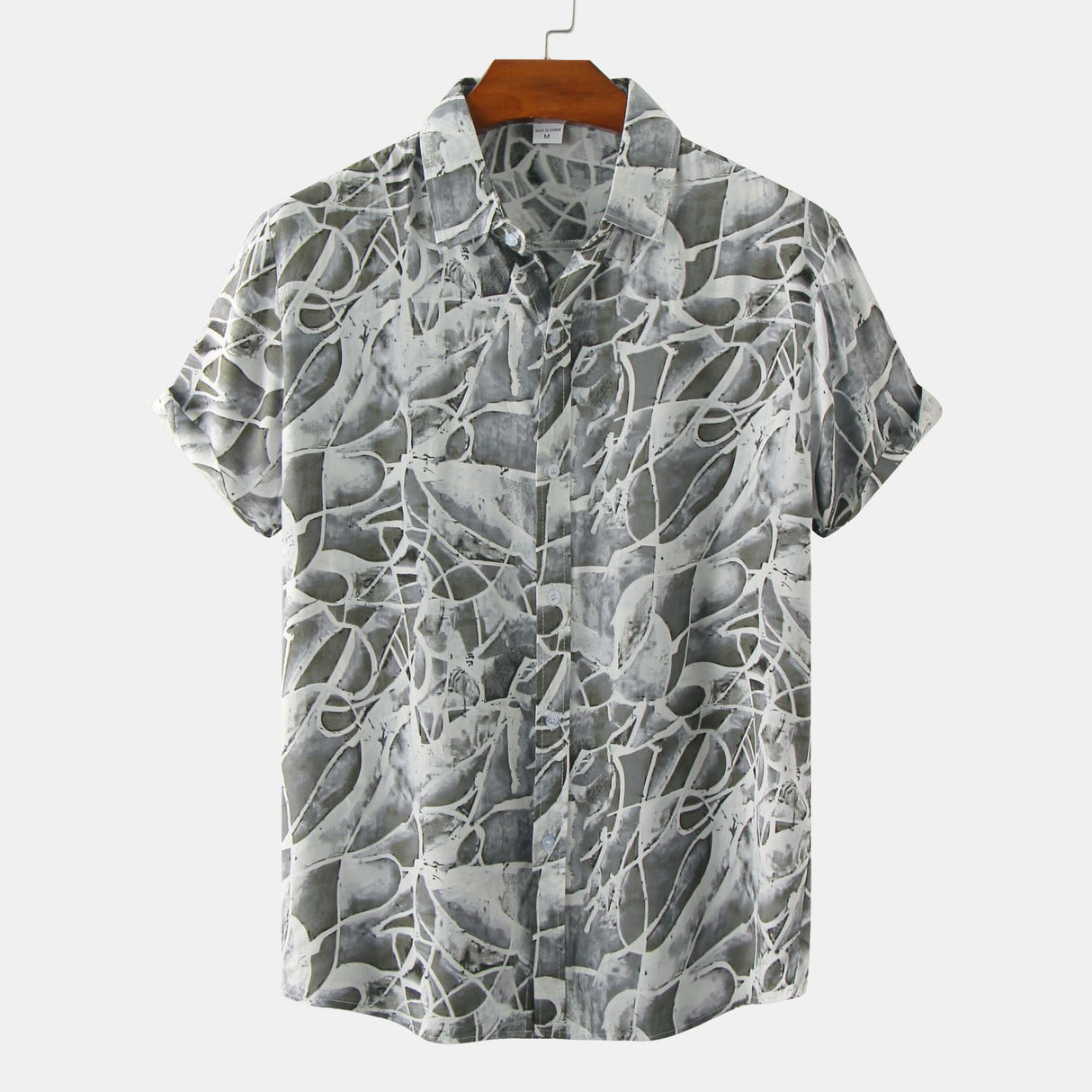 Men's Plus Size Summer Loose Short Sleeves Shirt Retro