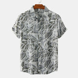 Men's Plus Size Summer Loose Short Sleeves Shirt Retro