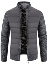 Men's Plus Size Quilted Knit Bomber Jacket with Stand Collar